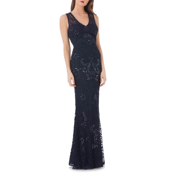 js collections beaded mesh mermaid gown